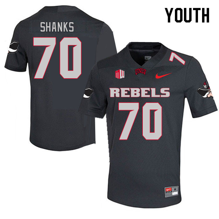 Youth #70 Tiger Shanks UNLV Rebels 2023 College Football Jerseys Stitched-Charcoal